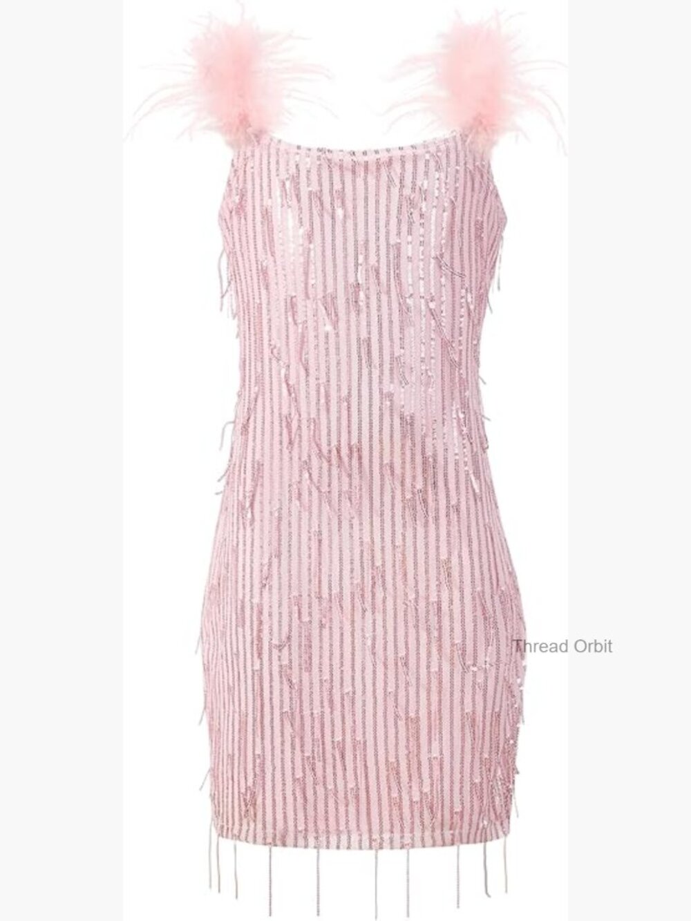 Girls Sequin Tassel Bodycon/A-Line Furry Strap Graduation Party Dress